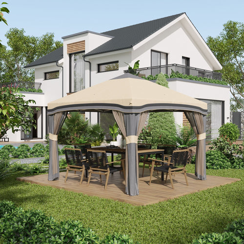 10' x 10' Pop-Up Canopy û Adjustable with Netting & Wheeled Bag (Beige)