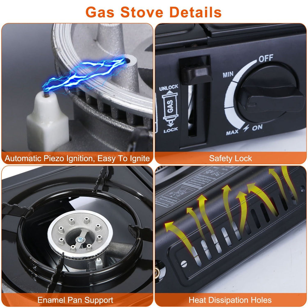 3300W Portable Camping Stove û Dual Fuel Single Burner with Piezo Ignition