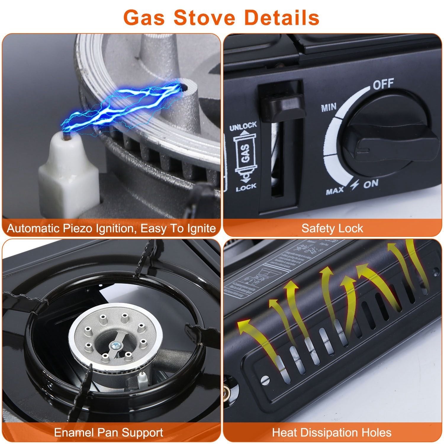 3300W Portable Camping Stove û Dual Fuel Single Burner with Piezo Ignition