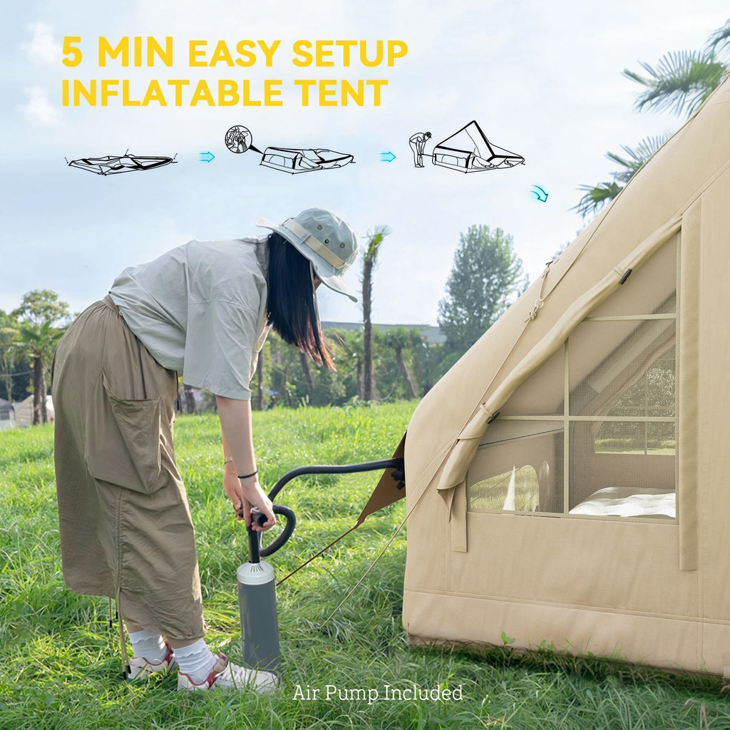 Inflatable 4-Season Camping Tent û Waterproof & Windproof with Hand Pump