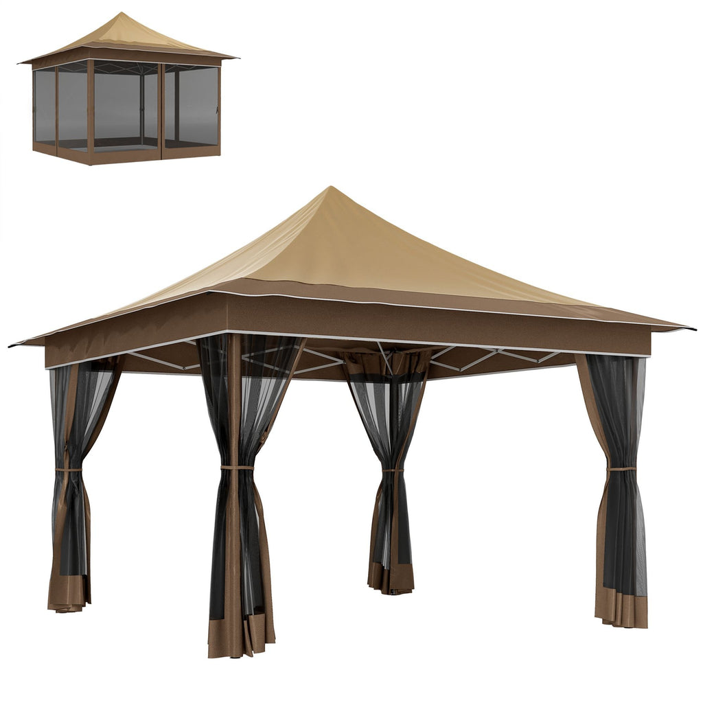 12' x 12' Pop-Up Canopy Tent û UPF50+ with Mesh Netting & Carry Bag (Beige)