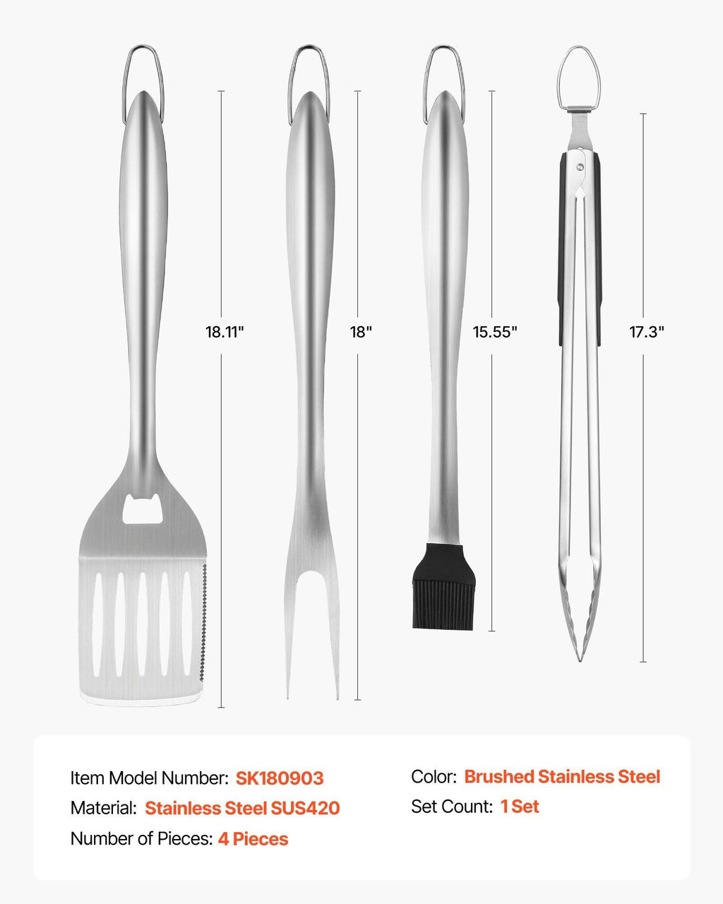 4-Piece BBQ Grilling Tool Set û Stainless Steel Accessories