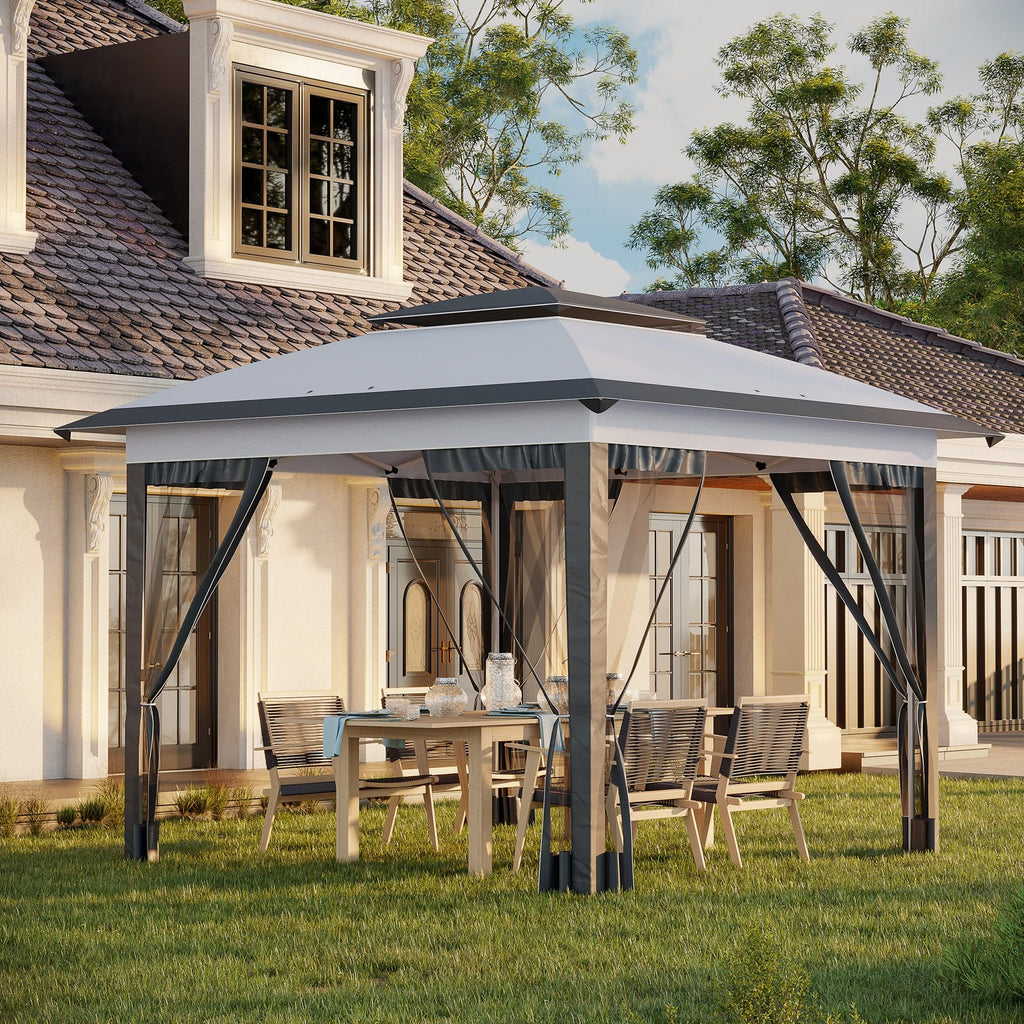 12' x 12' Pop-Up Gazebo Sun Shade û Adjustable with Mesh Netting (Gray)