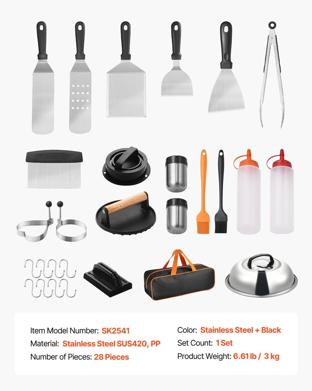 28-Piece Griddle Accessories Kit û Stainless Steel BBQ Tools