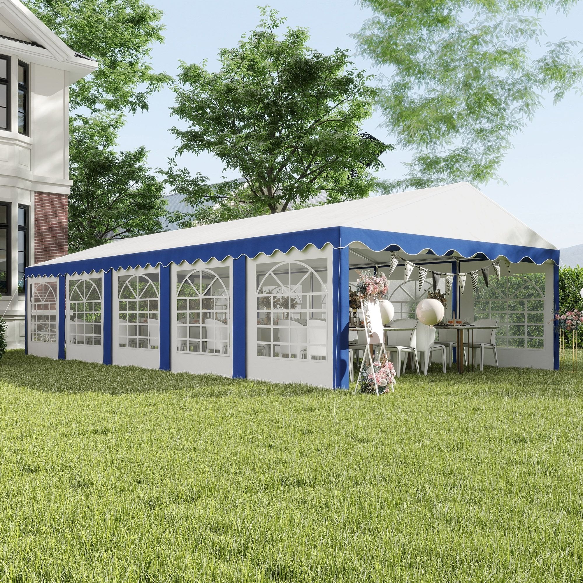 16.5' x 33' Large Party Tent û Heavy-Duty Canopy with Sidewalls (Blue)