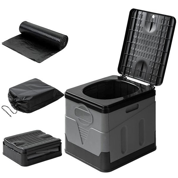 Portable Foldable Toilet with Lid & Carry Bag