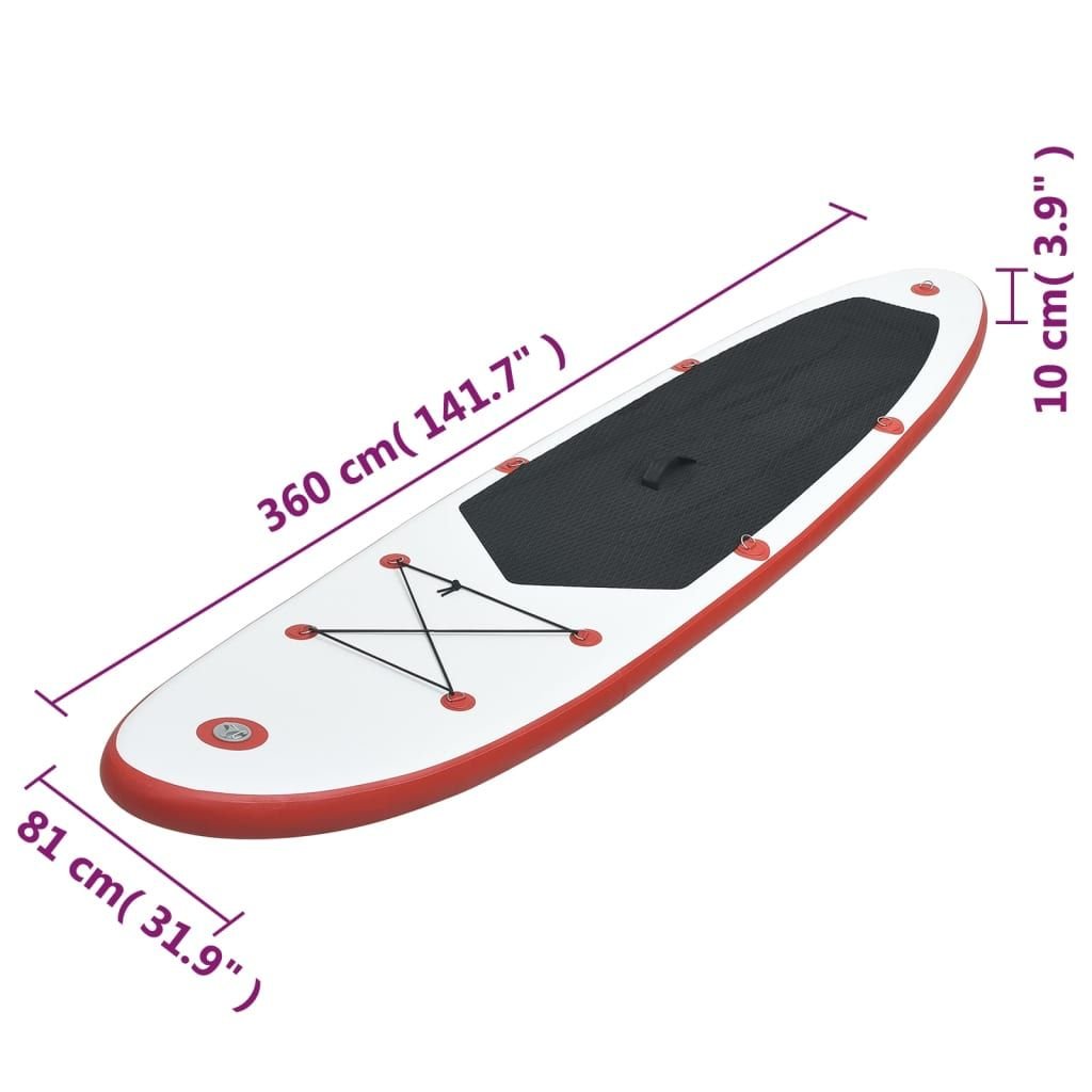 Inflatable Stand-Up Paddleboard Set – 11.8 ft. Touring SUP with Paddle, Pump & Carry Bag (Red & White)