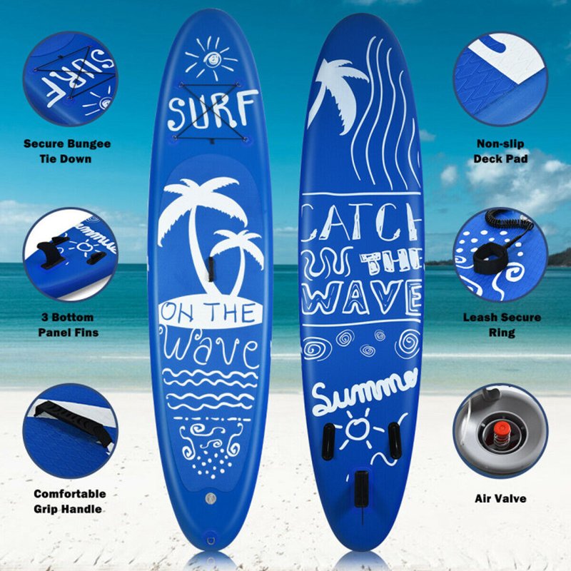 Inflatable Stand Up Paddle Board – Adjustable SUP with Paddle, Pump, Backpack & Safety Leash (Blue)