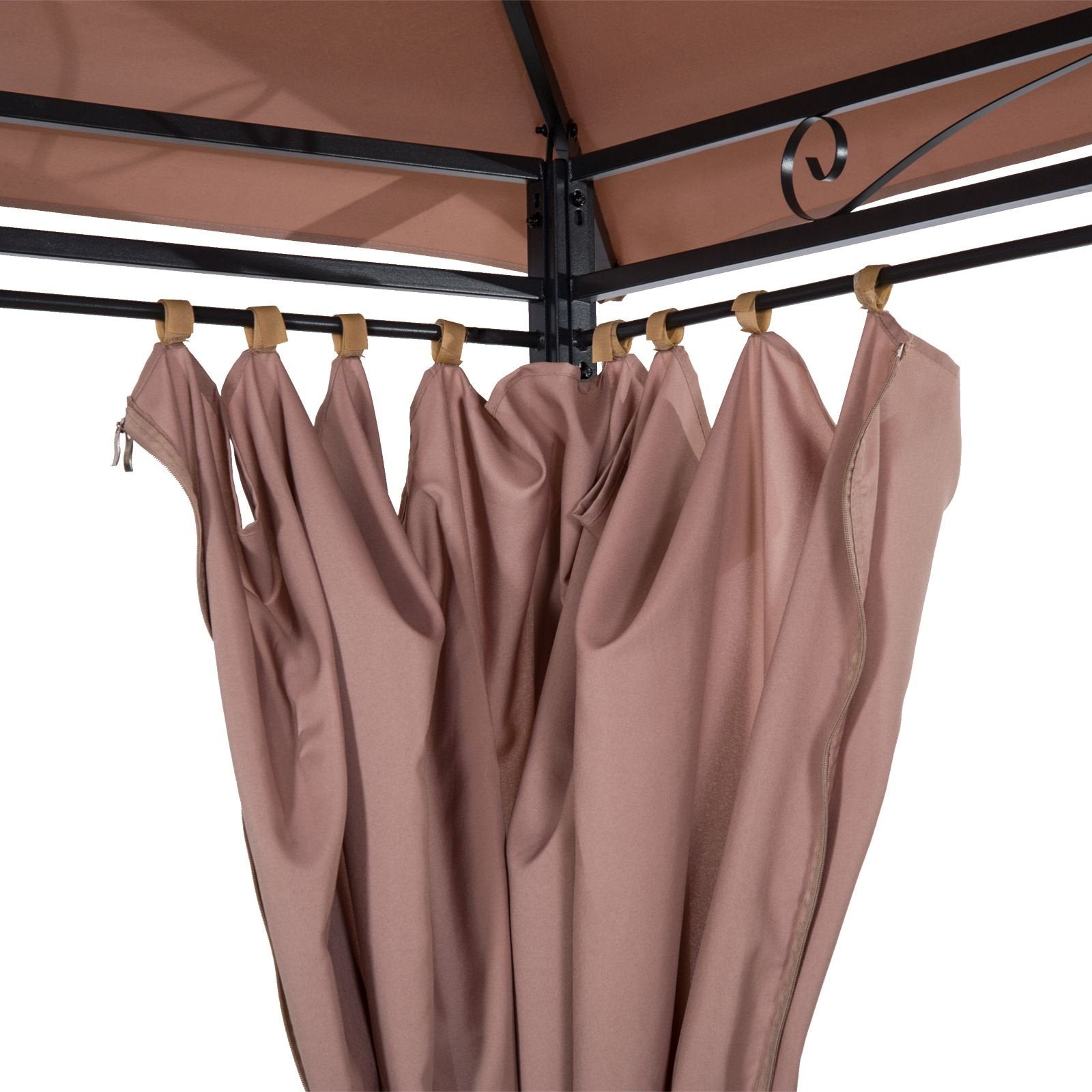 10' x 13' Khaki Gazebo û Steel Frame with Curtains & Vented Roof