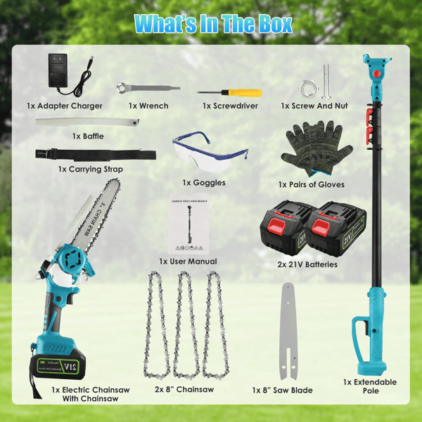2-in-1 Cordless Pole Saw & Mini Chainsaw û 13FT Reach, Brushless Motor