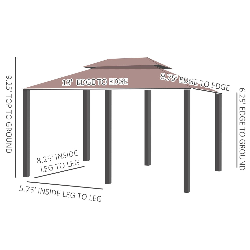 10' x 13' Khaki Gazebo û Steel Frame with Curtains & Vented Roof