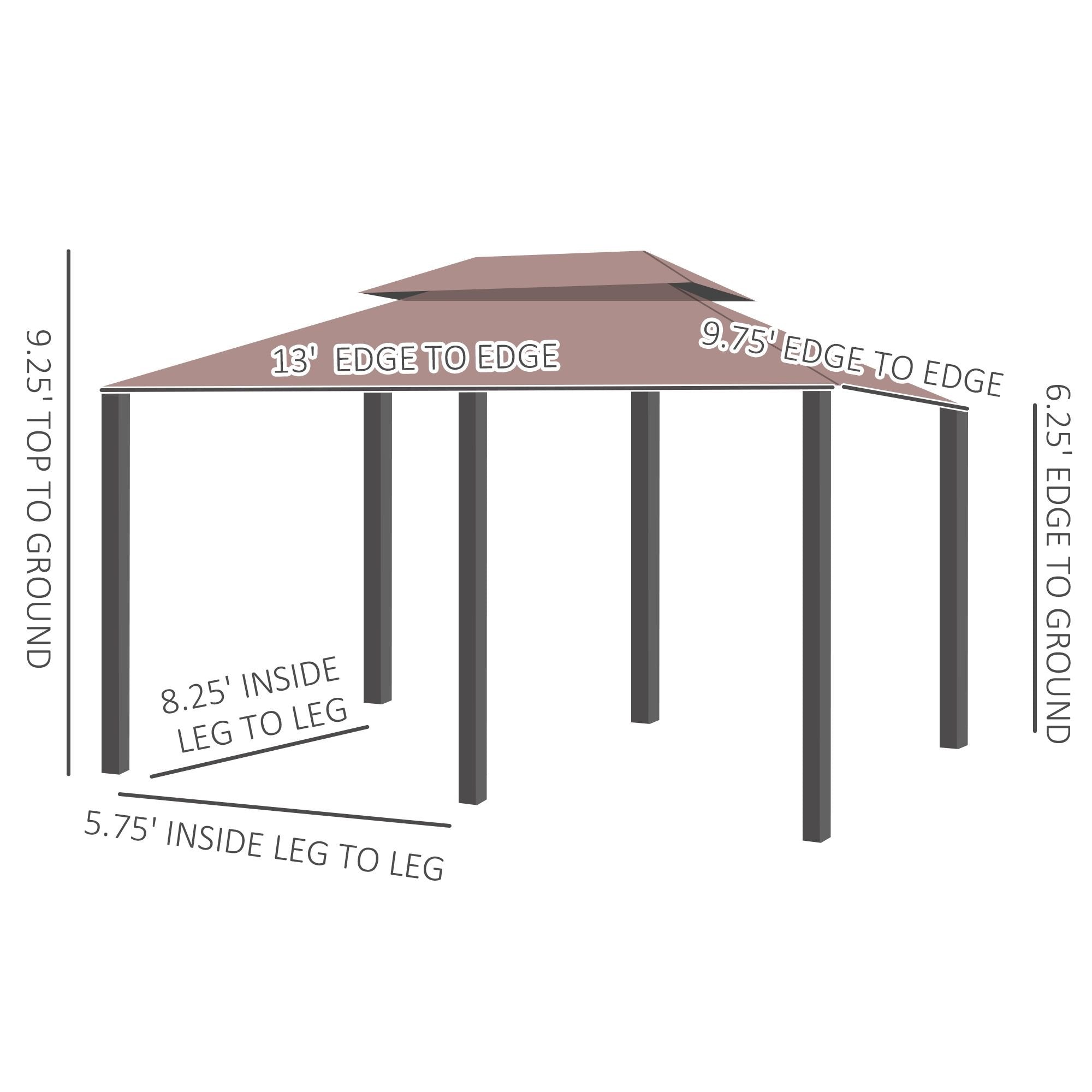 10' x 13' Khaki Gazebo û Steel Frame with Curtains & Vented Roof
