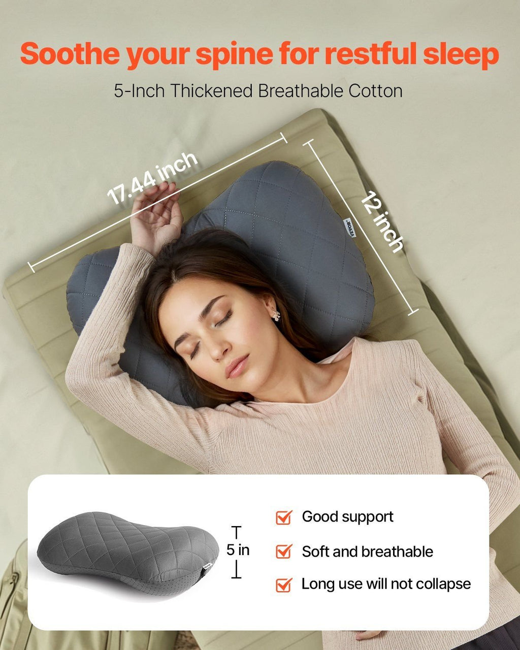 Inflatable Camping Pillow û Portable Travel Pillow with Washable Cover