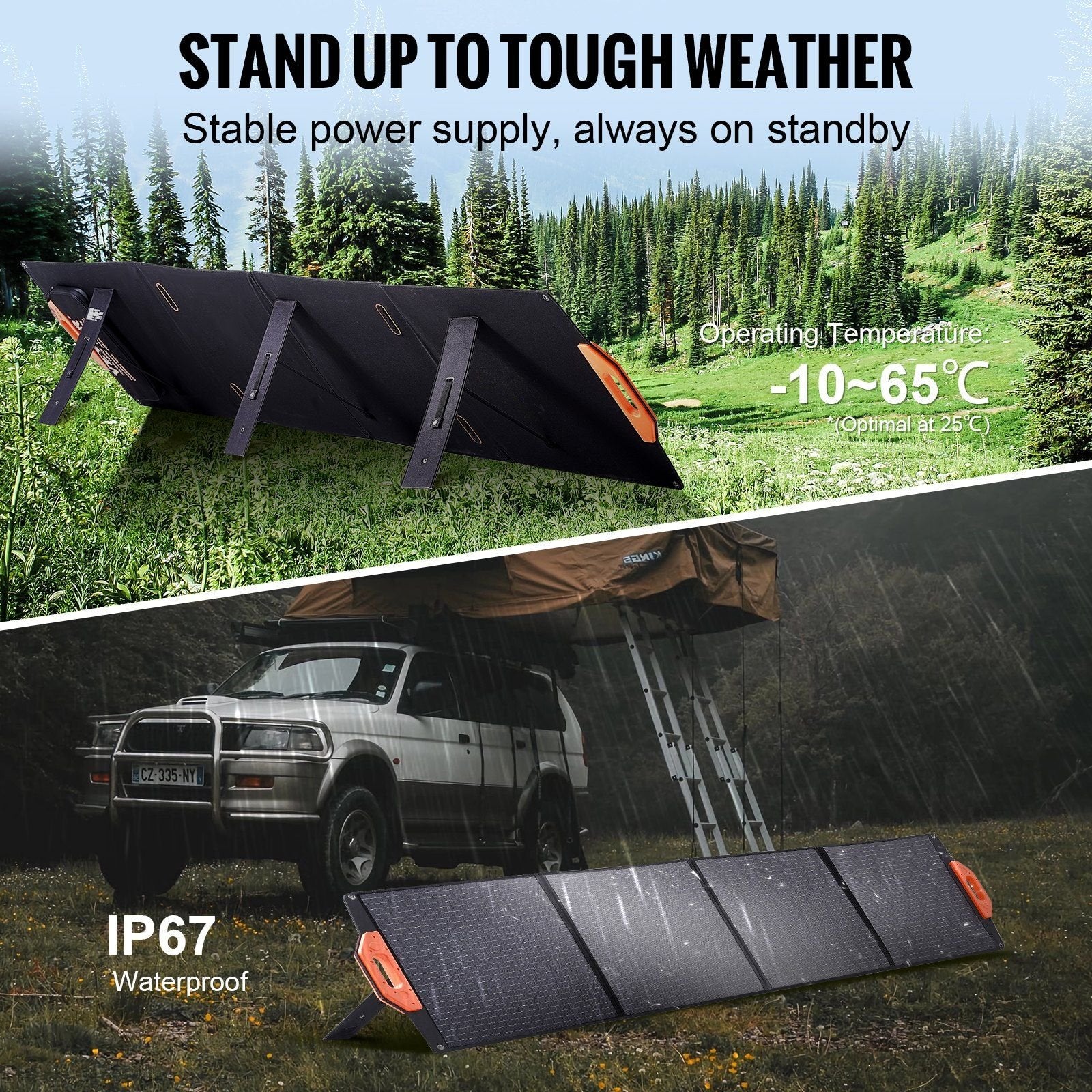 VEVOR 200W Portable Monocrystalline Solar Panel