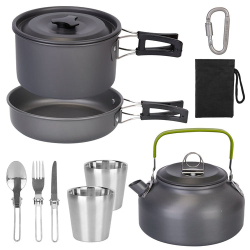 12-Piece Camping Cookware Set – Pot, Pan, Stove & Utensils