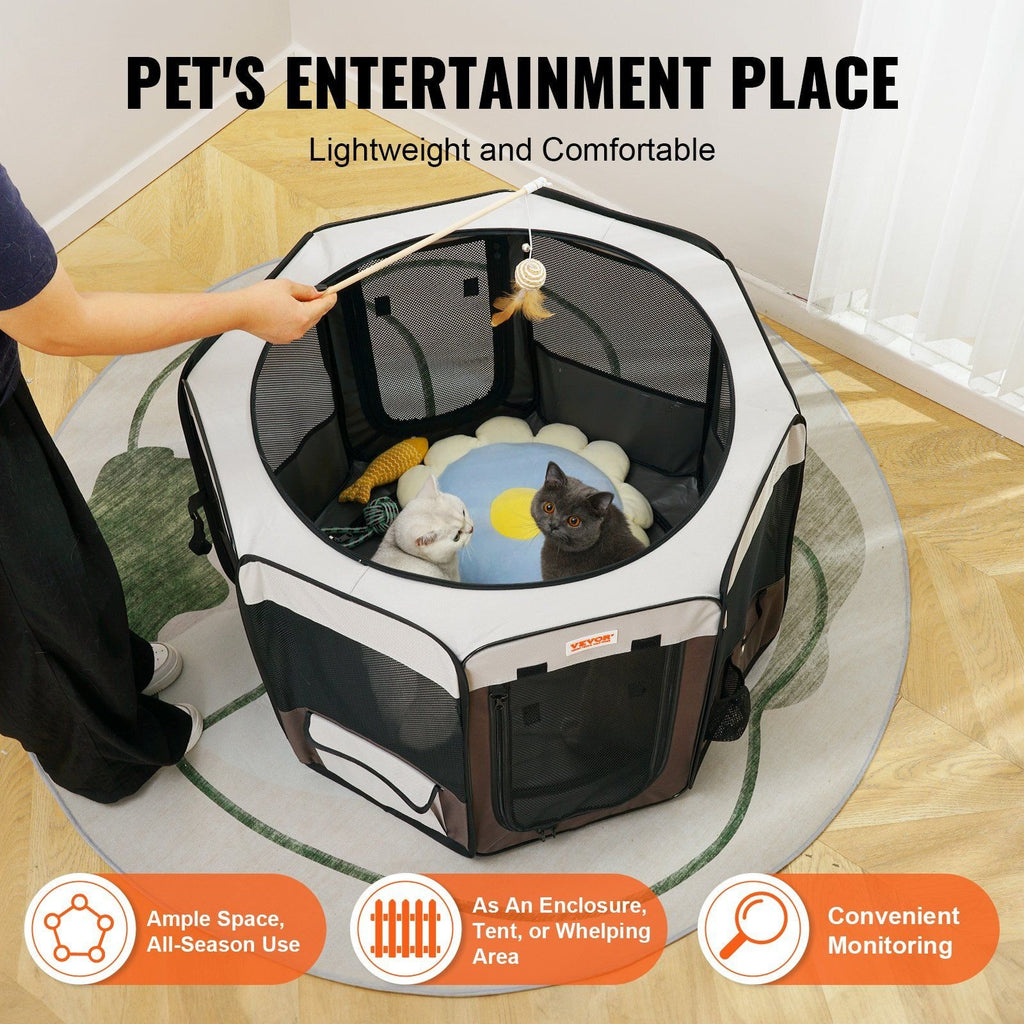 VEVOR 36" Foldable Pet Playpen – Waterproof, Portable Crate for Dogs & Cats, Indoor/Outdoor Use
