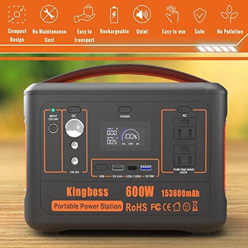 Kingboss - 600W Solar Generator Portable Power Station 600W (Peak 1200W)