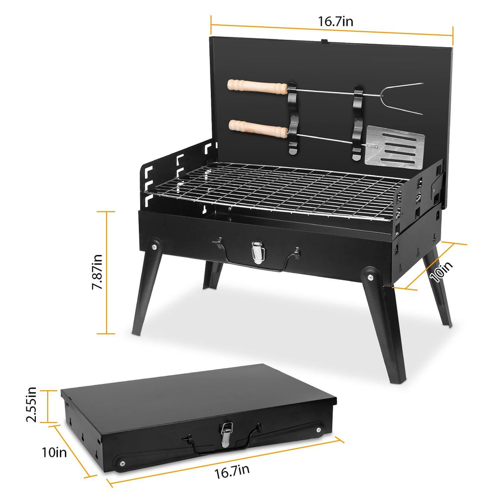 Portable Foldable Charcoal BBQ Grill – 16.7x10x17.7in, Outdoor Camping & Picnic