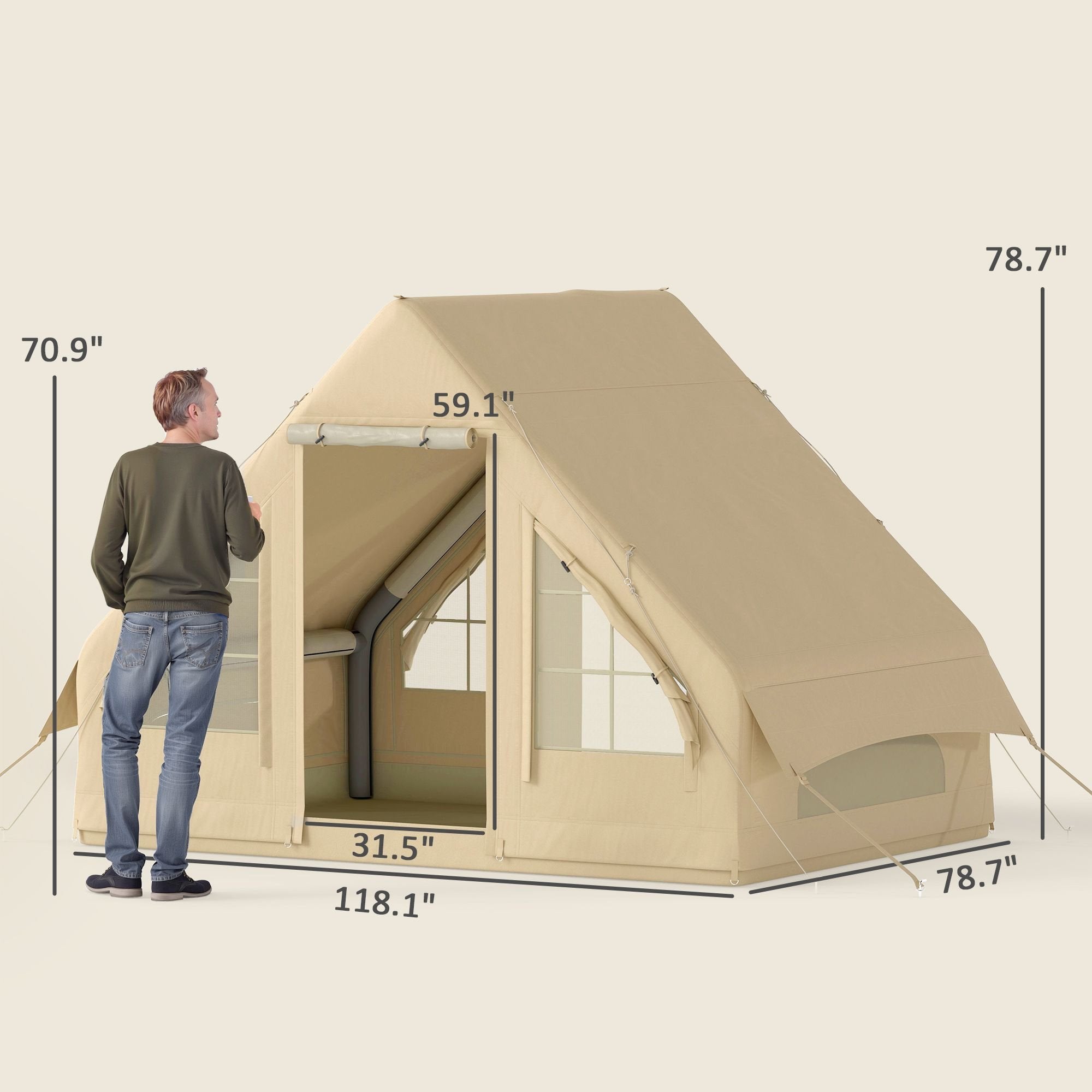 Inflatable 4-Season Camping Tent û Waterproof & Windproof with Hand Pump