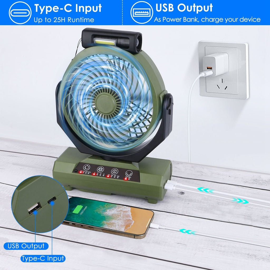 Rechargeable Oscillating Camping Fan