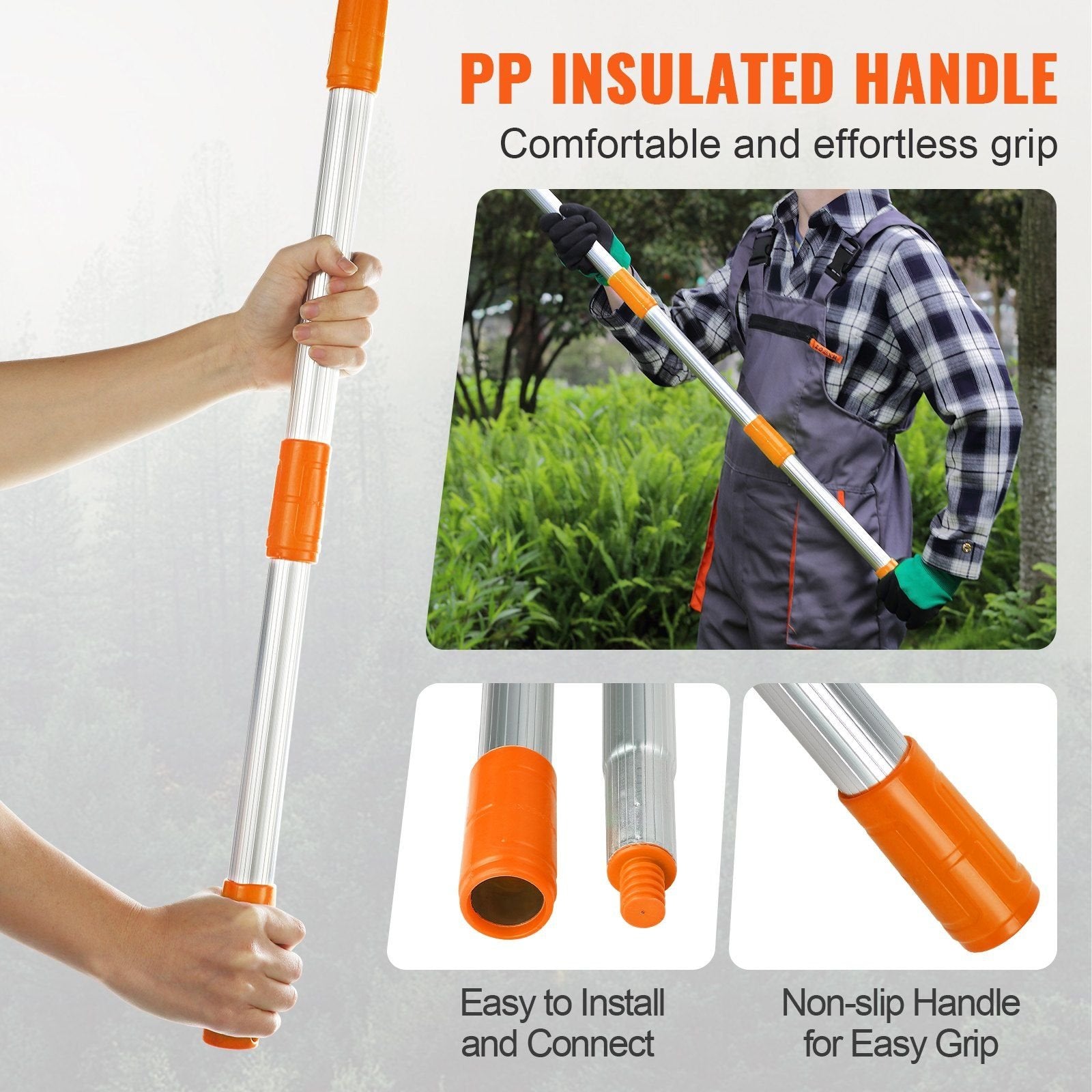 VEVOR Extendable Manual Pole Saw – 4.6-9.8 ft, Sharp Steel Blade, Lightweight Aluminum Handle for Branch & Shrub Pruning