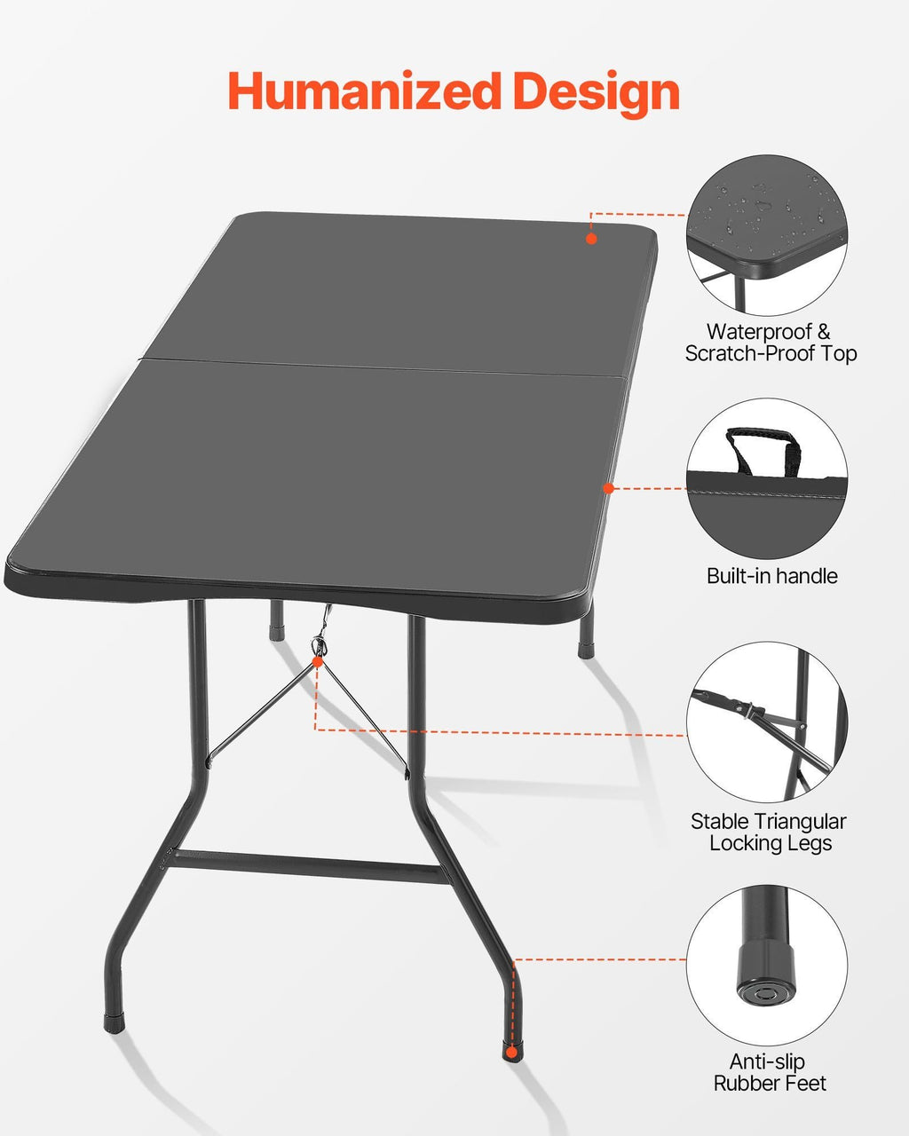 6-Ft Plastic Folding Table û Portable Indoor/Outdoor Utility Table