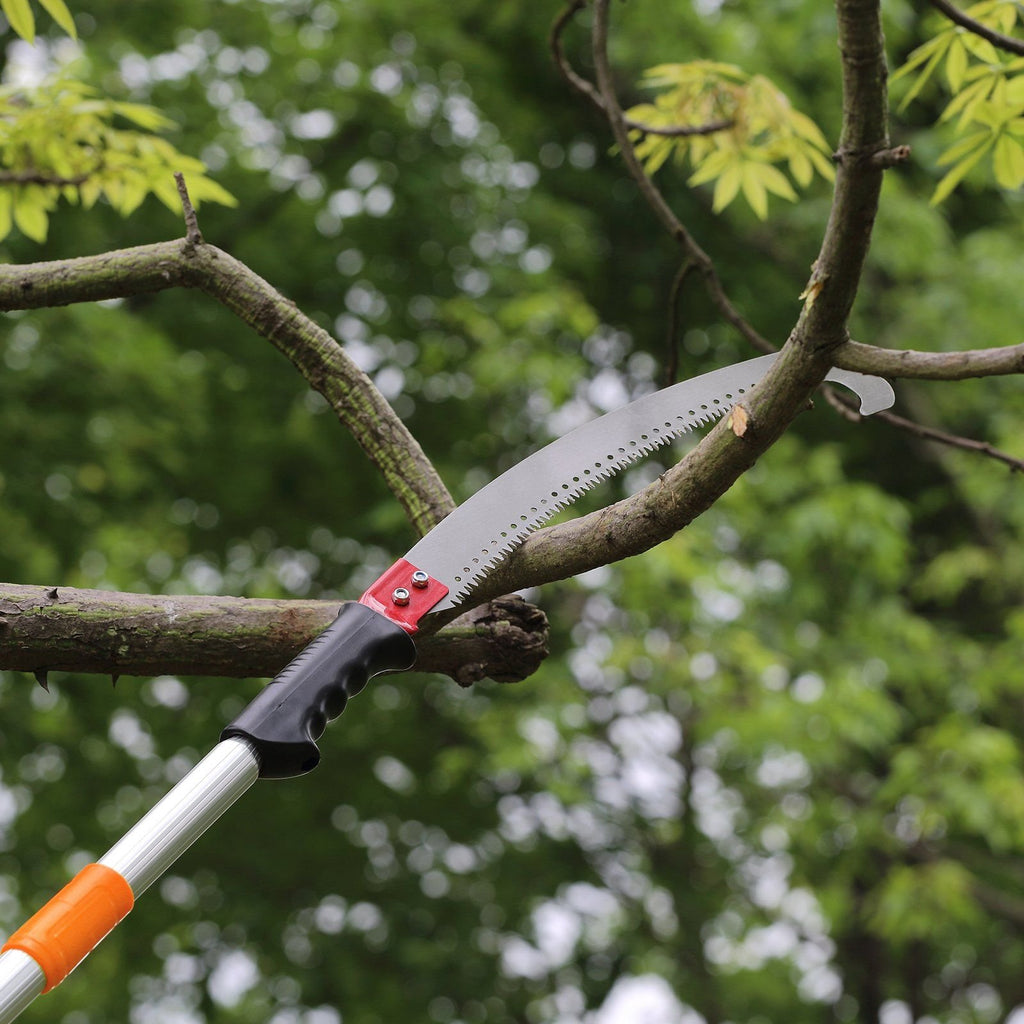 VEVOR Extendable Manual Pole Saw – 4.6-9.8 ft, Sharp Steel Blade, Lightweight Aluminum Handle for Branch & Shrub Pruning