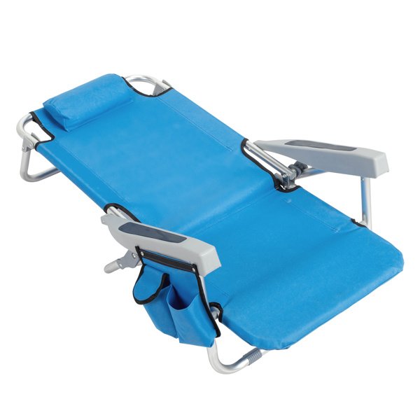 Short Oxford Cloth Beach Chair Blue