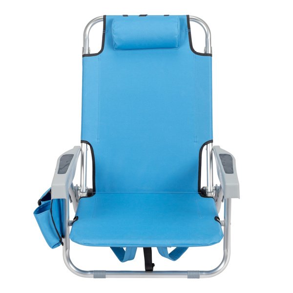 Short Oxford Cloth Beach Chair Blue
