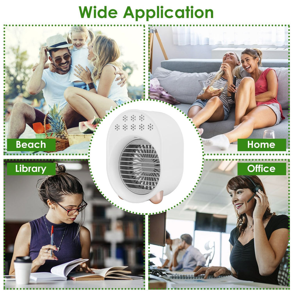 4-in-1 Mini Desktop Air Conditioner Fan – Portable Water Mist Cooling & Humidifier