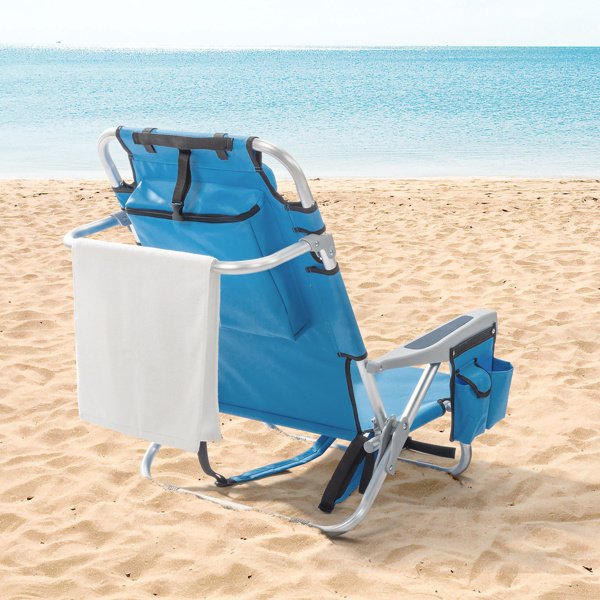 Short Oxford Cloth Beach Chair Blue