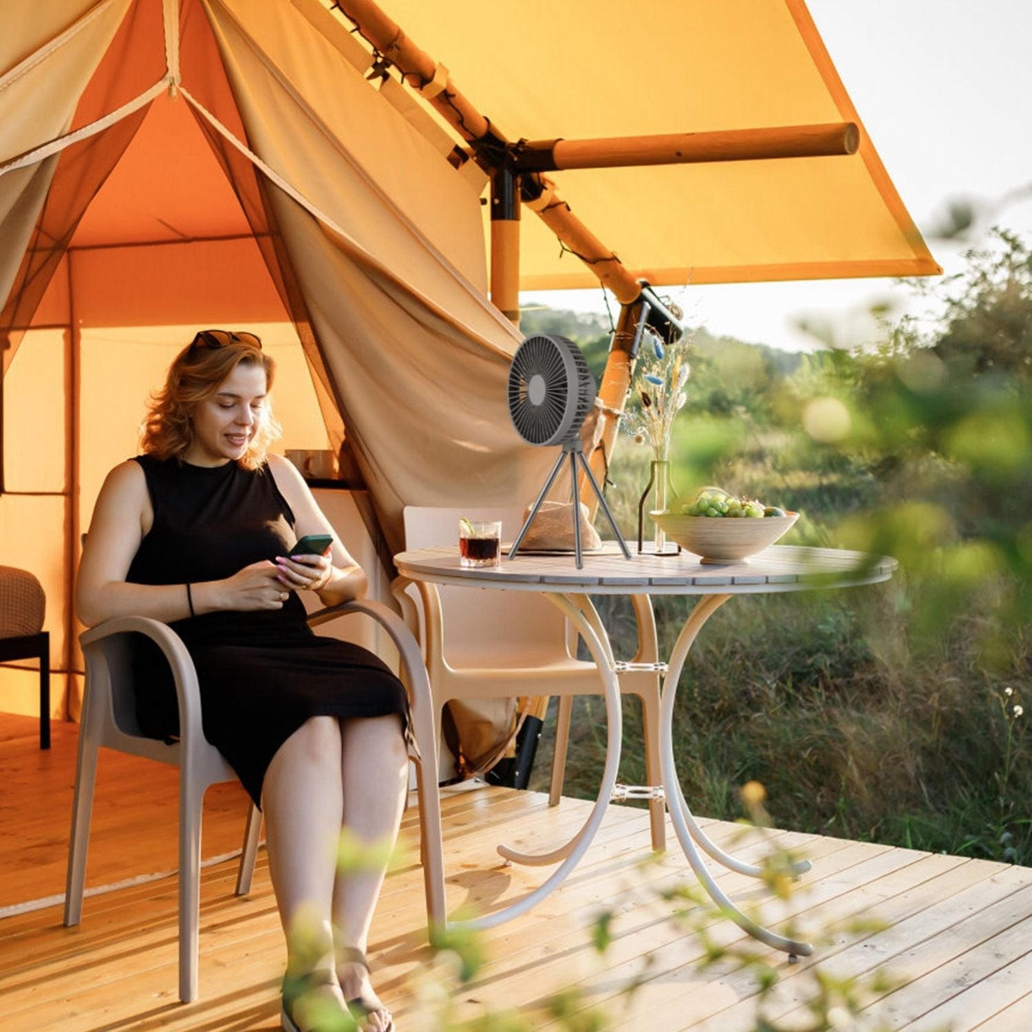 Rechargeable Foldable Camping Fan with Tripod & Hook
