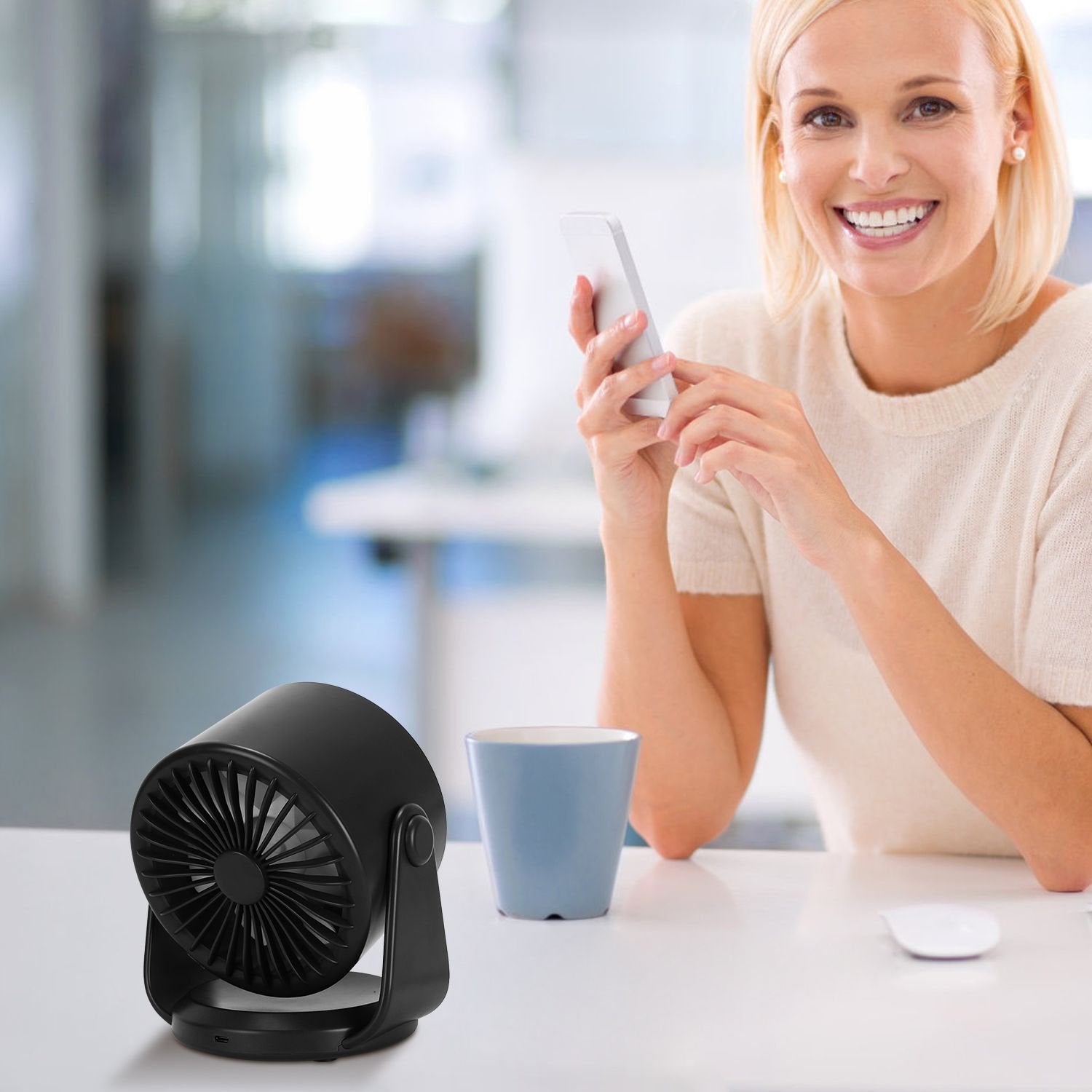 100-Speed Rechargeable Desk & Wall Fan – Mini Quiet Fan with 120° Tilt for Home, Office & Travel