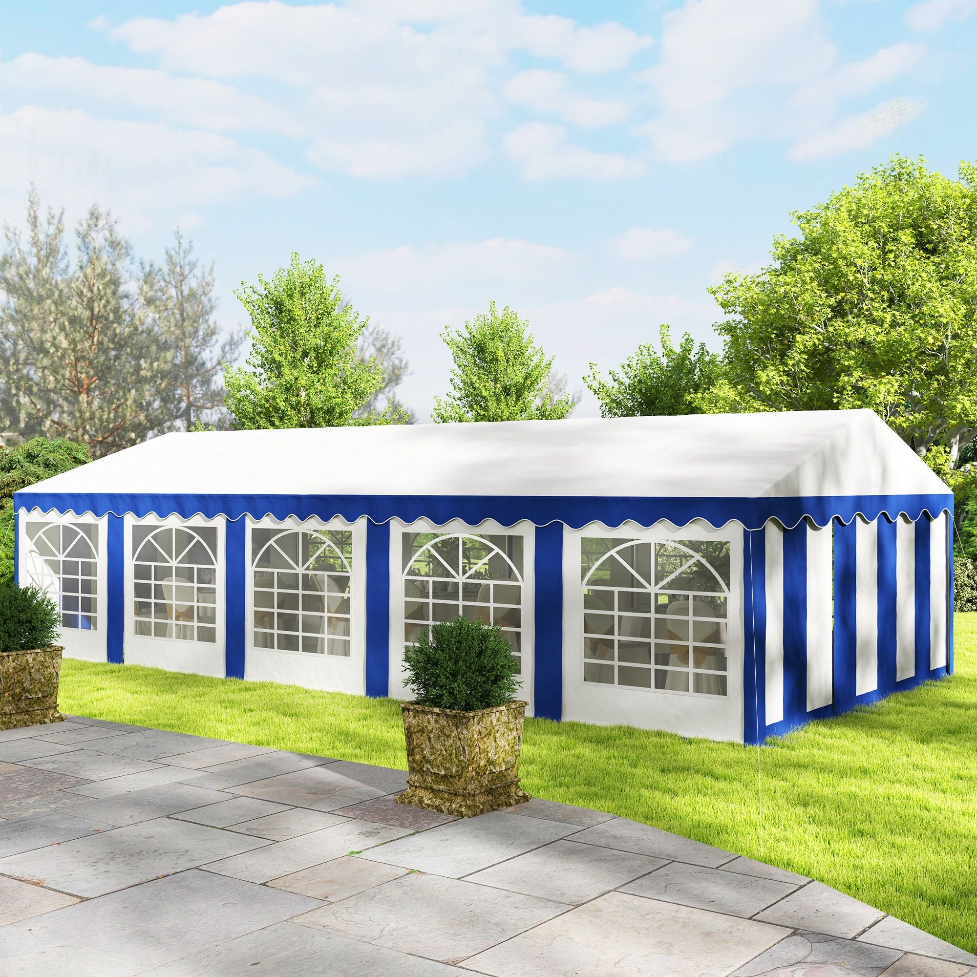 16.5' x 33' Large Party Tent û Heavy-Duty Canopy with Sidewalls (Blue)