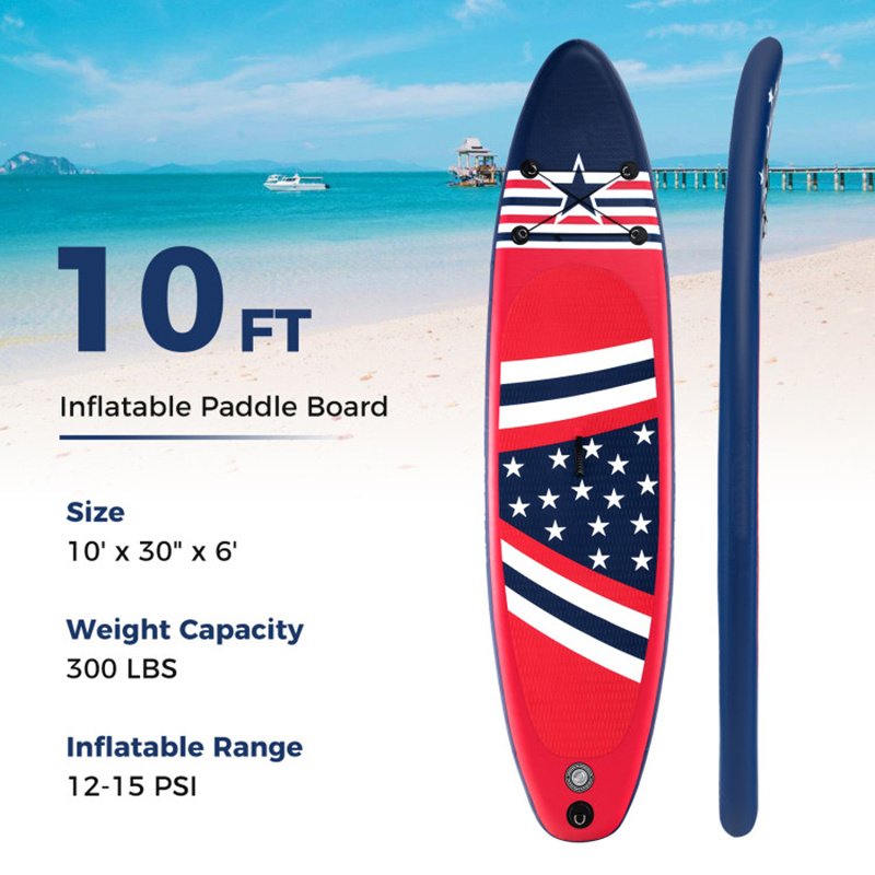 Inflatable Stand Up Paddle Board – 10' All-Around SUP with Adjustable Paddle, Removable Fin & Backpack