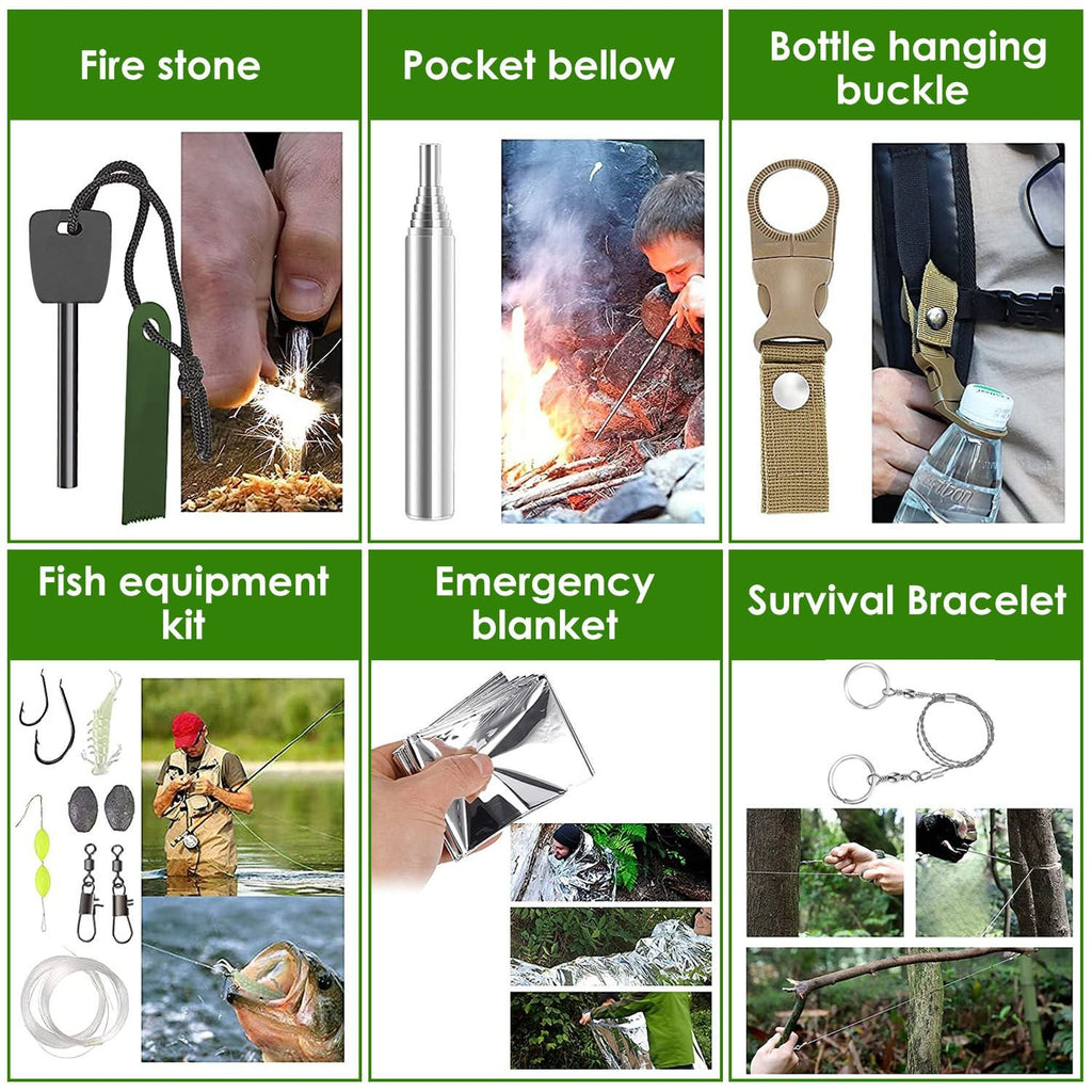 47-Pc Emergency Survival Kit – EDC Gear, First Aid & Tools with Pouch for Outdoor Adventures