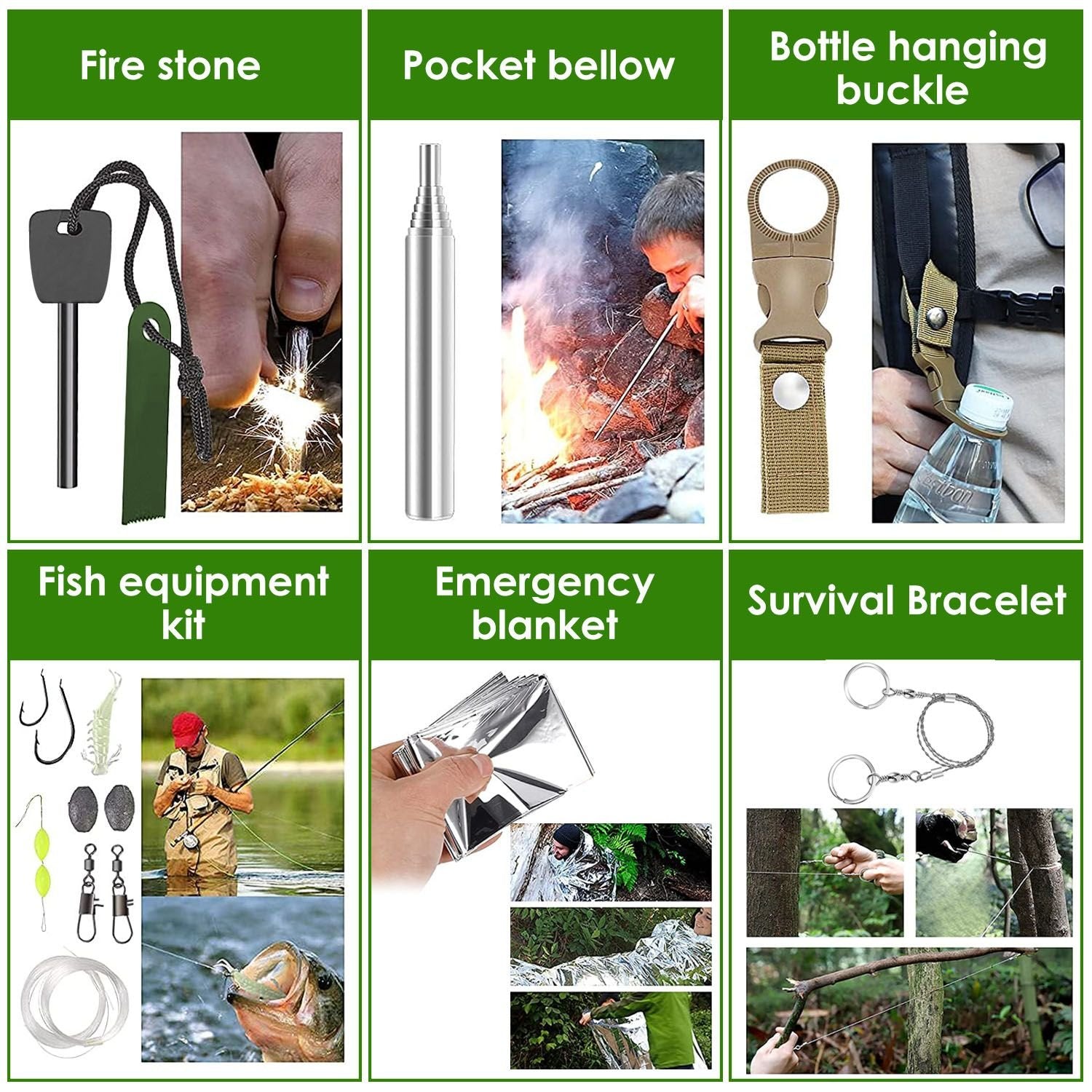 47-Pc Emergency Survival Kit – EDC Gear, First Aid & Tools with Pouch for Outdoor Adventures