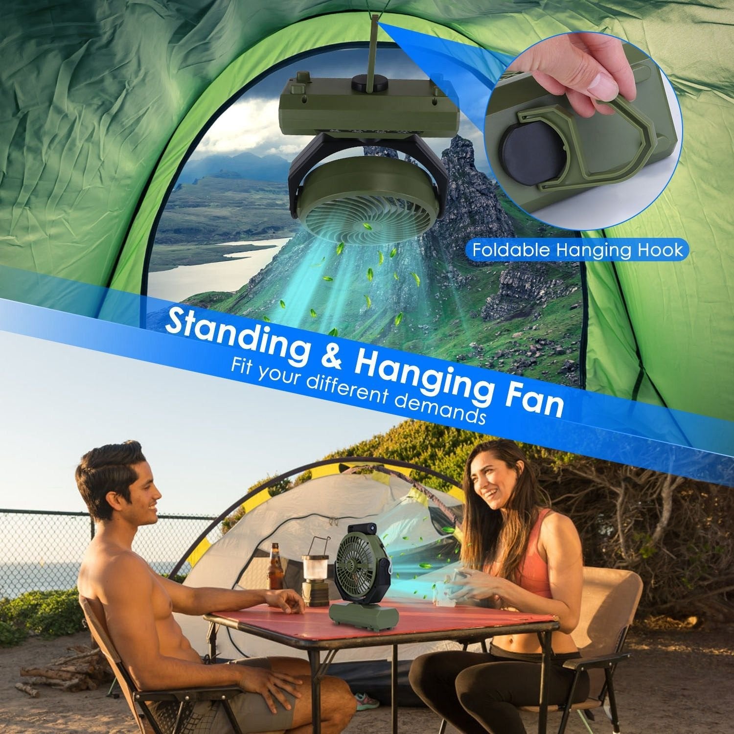Rechargeable Oscillating Camping Fan