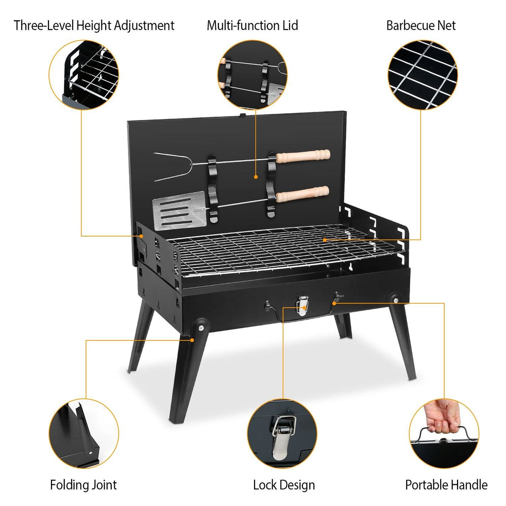 Portable Foldable Charcoal BBQ Grill – 16.7x10x17.7in, Outdoor Camping & Picnic