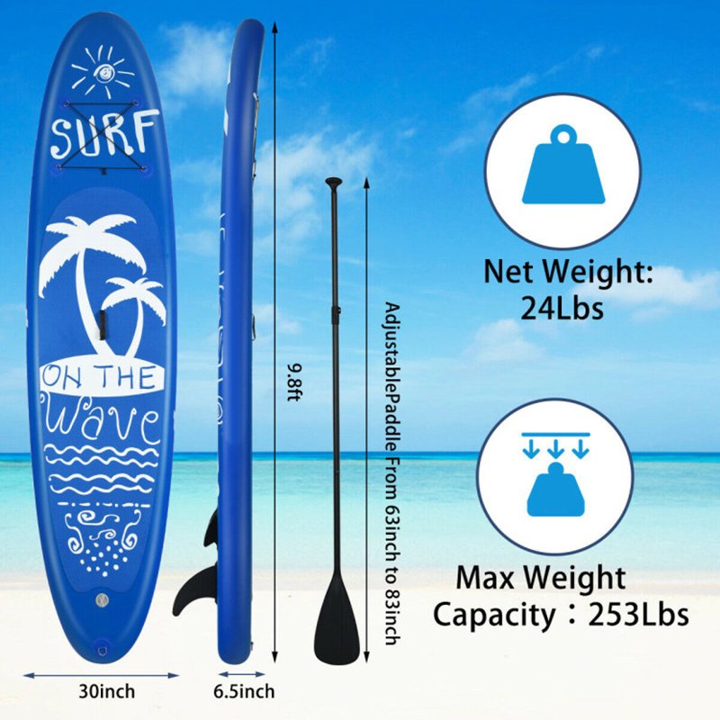 Inflatable Stand Up Paddle Board – Adjustable SUP with Paddle, Pump, Backpack & Safety Leash (Blue)