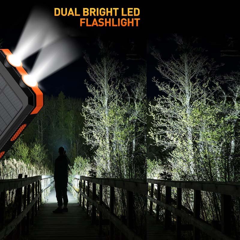 Portable Fast Charging Solar Power Bank with Flashlight