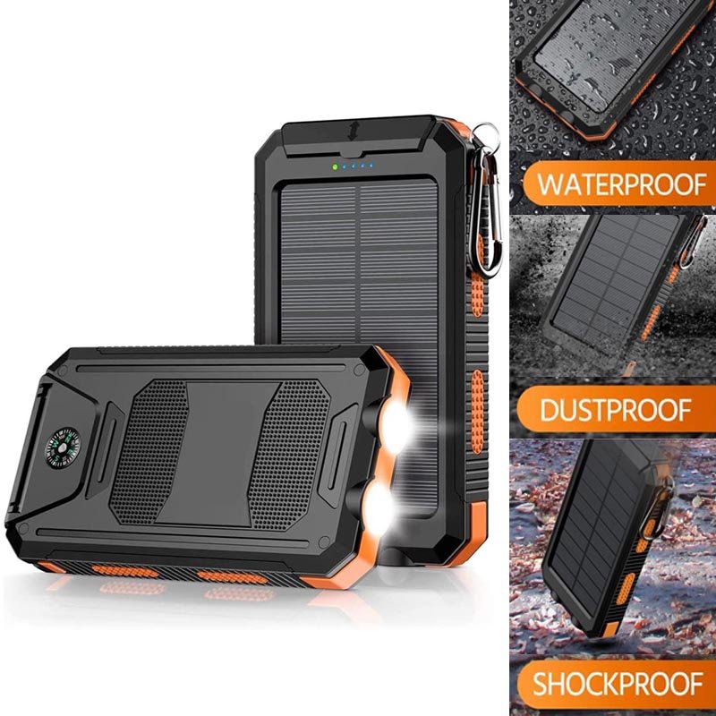 Portable Fast Charging Solar Power Bank with Flashlight