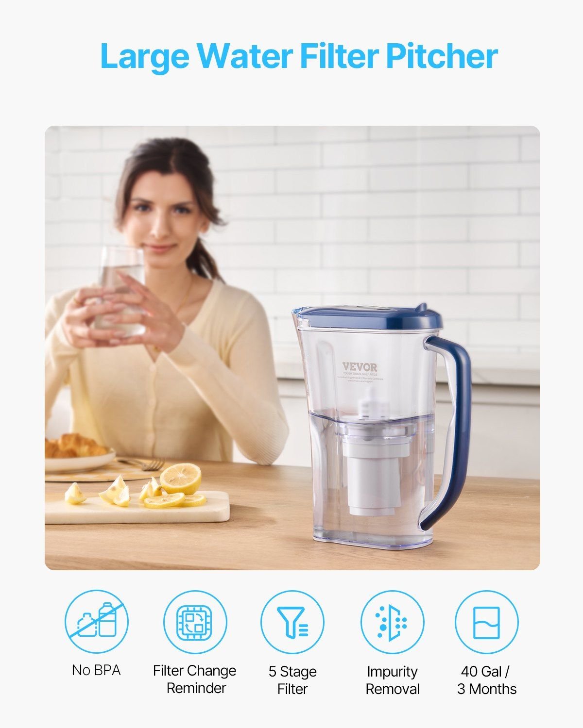 9-Cup Water Filter Pitcher û 5-Stage BPA-Free Dispenser (40 Gallons)
