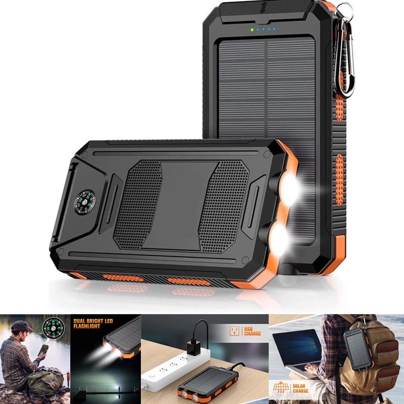 Portable Fast Charging Solar Power Bank with Flashlight