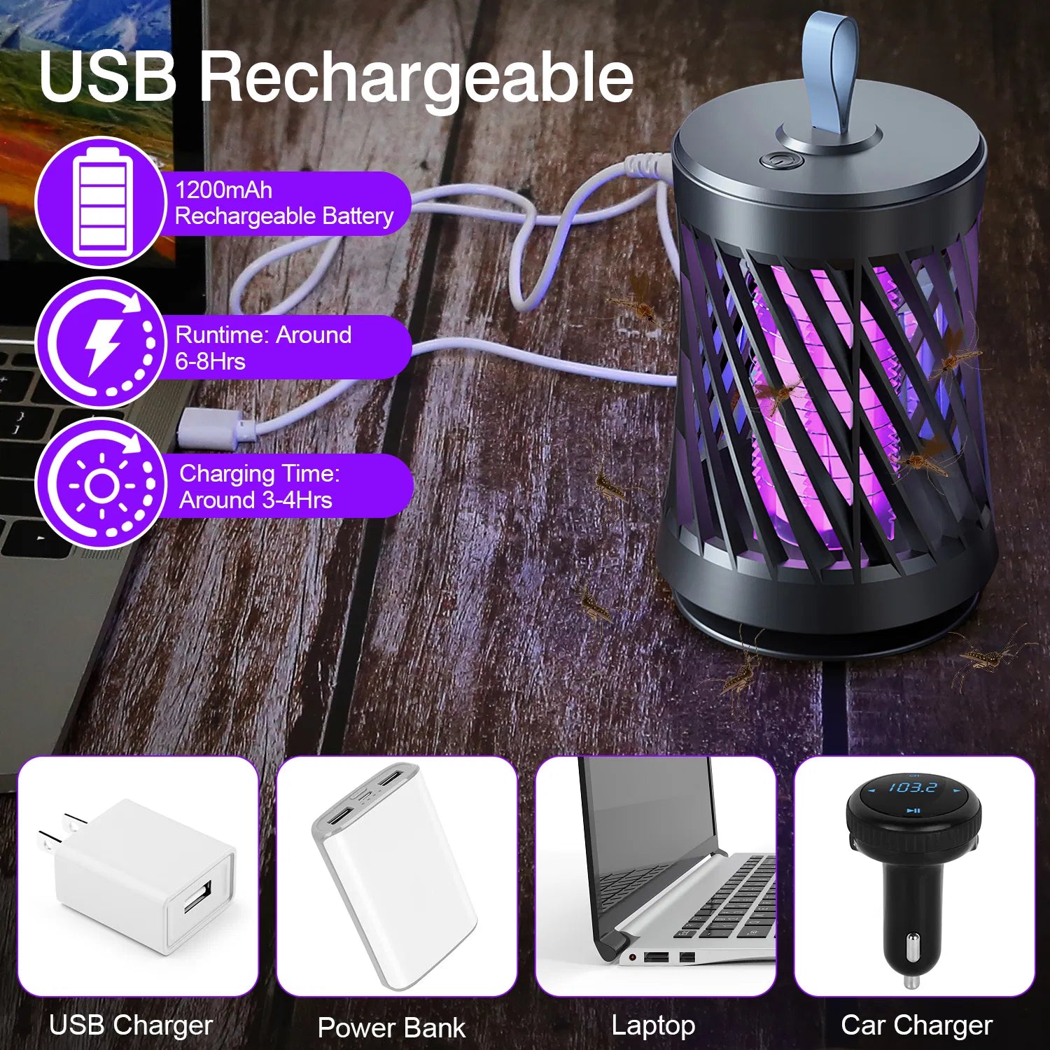 Rechargeable UV Mosquito Killer Lamp & Bug Zapper