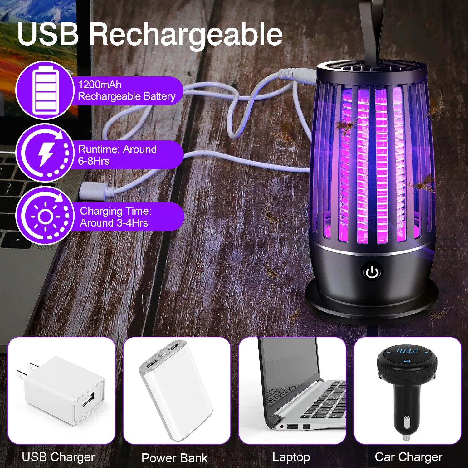 Rechargeable UV Mosquito Zapper & Night Light