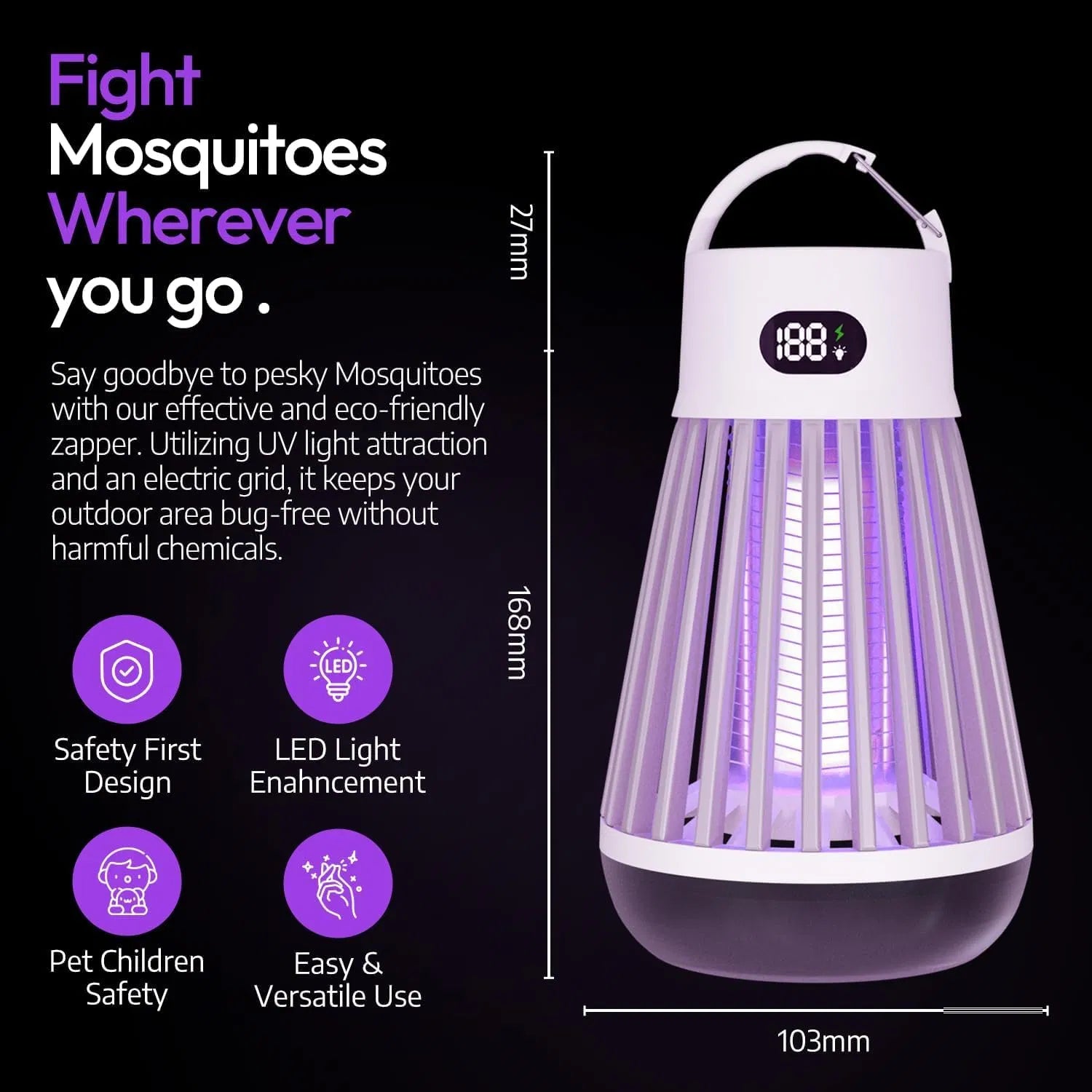 Seamless Outdoors Rechargeable UV Mosquito Zapper & Camping Light