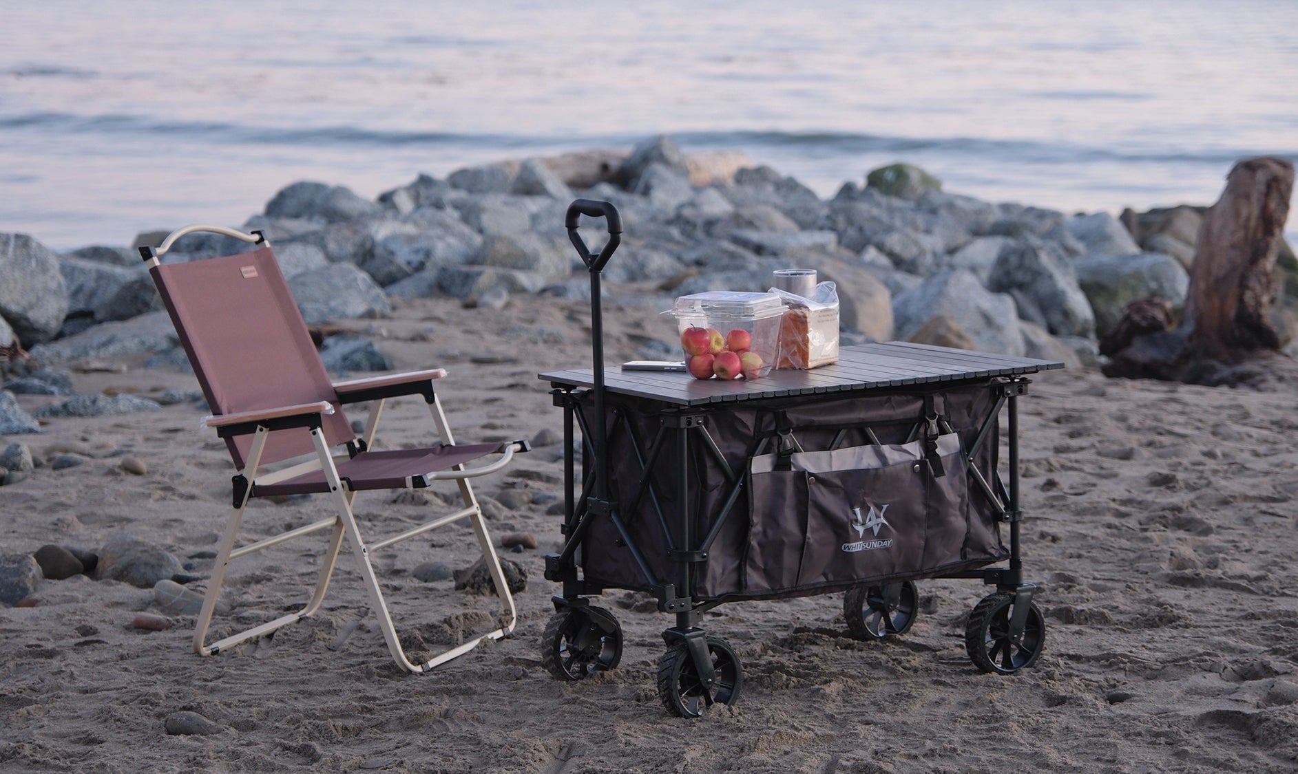 Whitsunday Moko Compact Folding Wagon Cart with Aluminum Table Plate