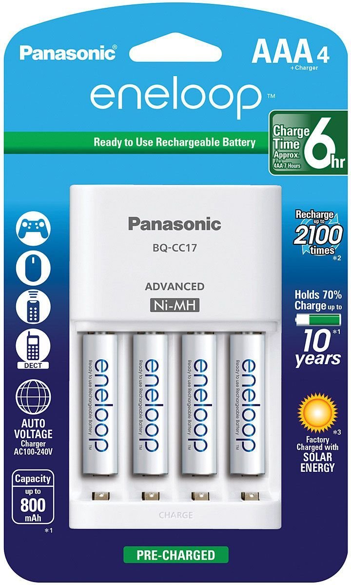 Panasonic eneloop Battery Charger Kit – Smart Charger with 4 Rechargeable Batteries