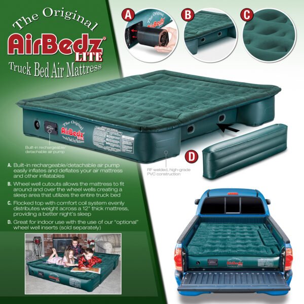 AirBedz Lite Overlanding Truck Bed Air Mattress with Portable DC Air Pump